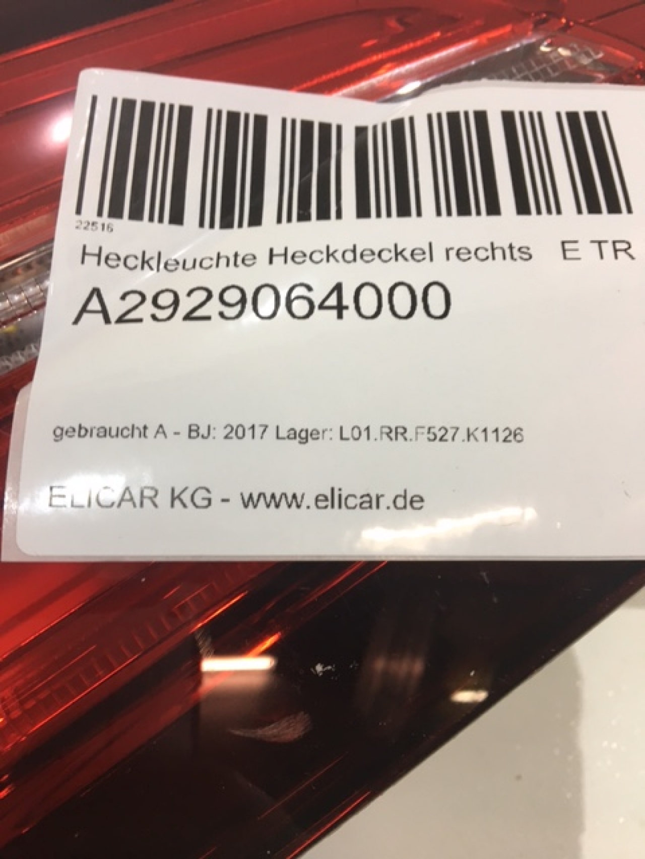 Heckleuchte Heckdeckel rechts    für Mercedes-Benz  Heckleuchte Heckdeckel rechts    für Mercedes-Benz