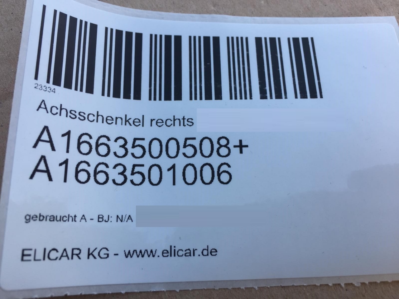 Hinterachshälfte rechts  10 KM   für Mercedes-Benz  Hinterachshälfte rechts  10 KM   für Mercedes-Benz